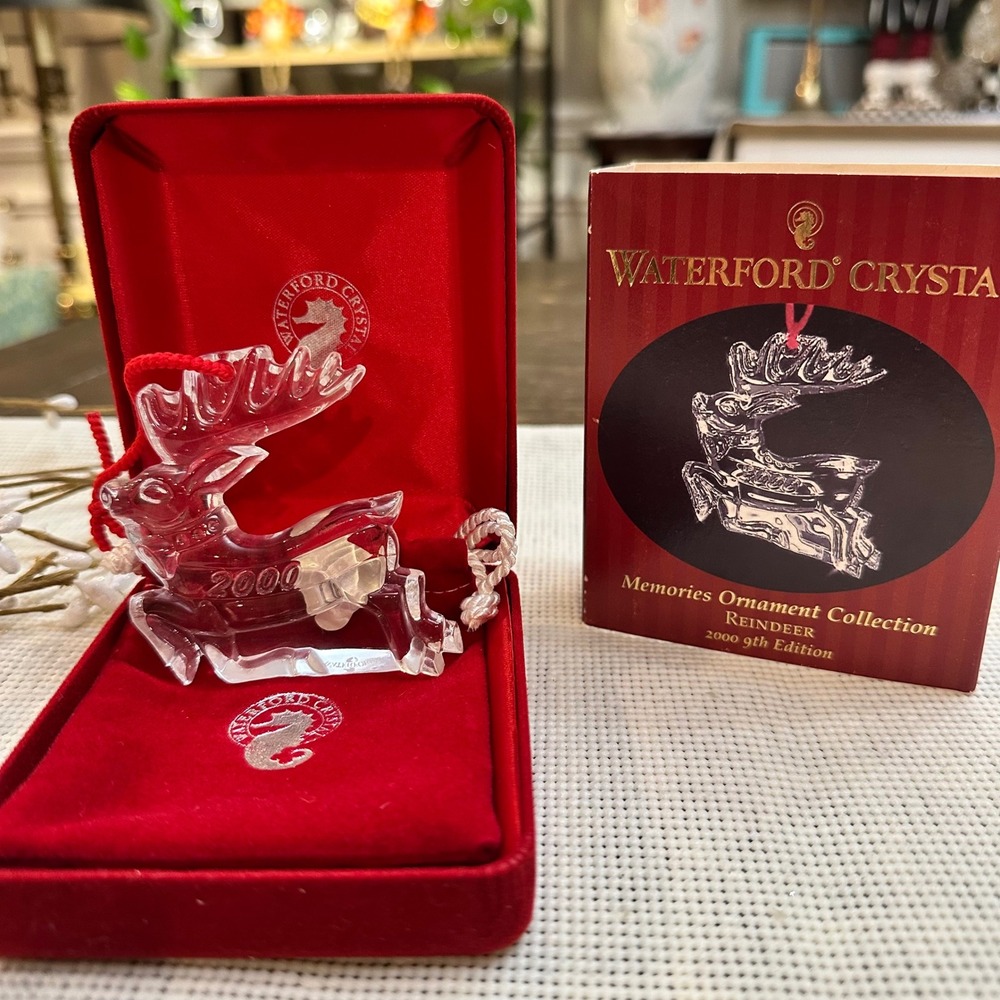 Waterford Crystal Christmas Memories 2000‎ Reindeer ornament, the 9th ed Vintage